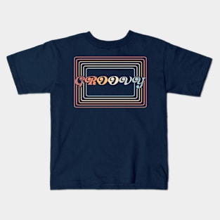 Groovy - retro 70s font with stripes in vintage colors Kids T-Shirt